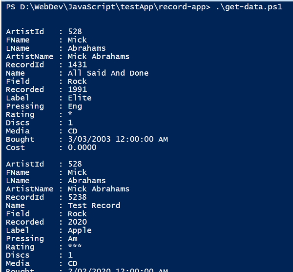 Powershell data dump.